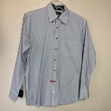 Paul Fredrick Mens Slim Fit Non-Iron Comfort Stretch Striped Dress Shirt 17x35