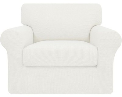 Easy-Going High Stretch Waffle Textured Armchair Slipcover, Cream