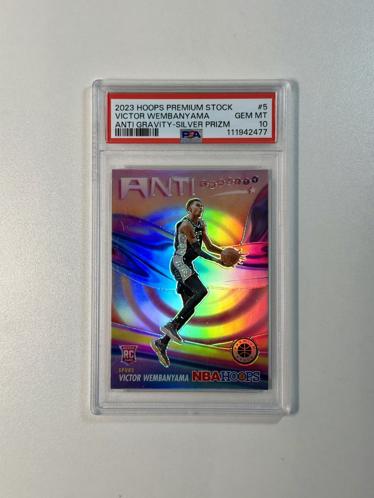 Victor Wembanyama 2023 Hoops Premium Rookie Anti-Gravity Silver PSA 10 Spurs #5