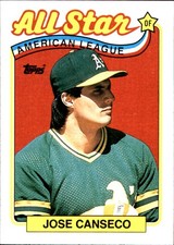 Jose Canseco 1989 Topps #401 Oakland Athletics FREE SHIPPING AutographDen