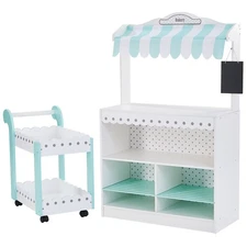 Teamson Kids - My Dream Bakery shop Dessert Stand - White / Petrol