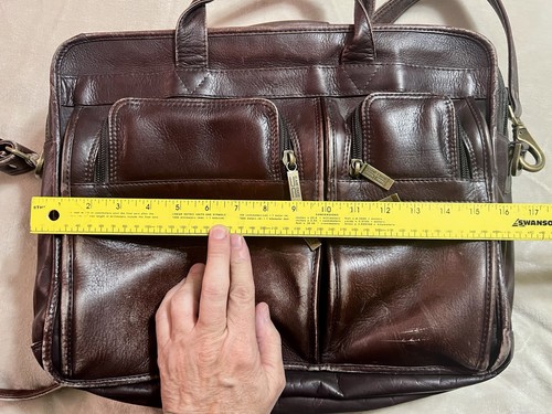 Claire Chase Executive Jumbo Laptop Briefcase Dark Leather - Picture 6 of 14