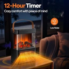 Electric Fireplace Heater with Realistic Flame Effect and Timer Portable Design
