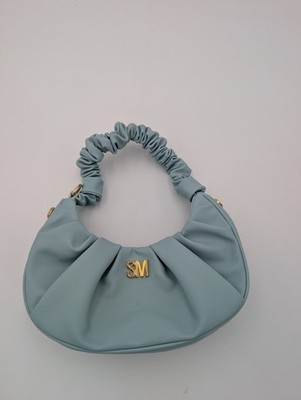 Steve Madden Corinne Crescent Crossbody Bag Ruched Handle Sea Crush Mint