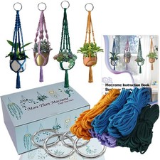 Macrame Plant Hanger Kit with Instruction Book Tutorials Metal Rings 4mm Macr...