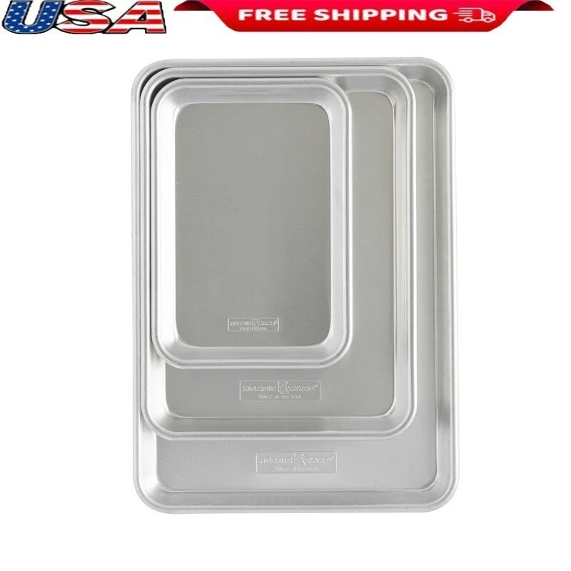 Aluminum Sheet Pan Set 3 Piece Quarter Eighth Baking Pans Non-Stick