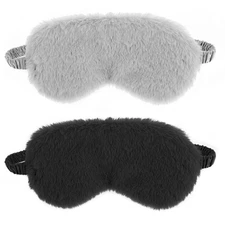 Plush Eye Mask Soft Sleeping Mask for Travel Night Sleep Black Grey 2 Pack