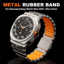 Stainless Steel Rubber Strap for Samsung Galaxy Watch Ultra 2025/Ultra 47mm Band