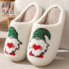 Home Slippers Couple Indoor Floor Bedroom Slipper Cute Cartoon Santa Claus