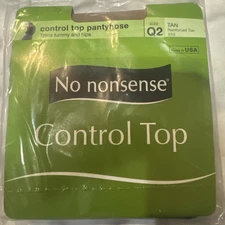 No Nonsense Control Top Pantyhose - Size: Plus 2 - Tan/Medium - 1 Pair VTG