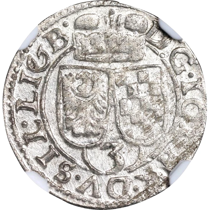 1622 German States Silesia Liegnitz Brieg 3 Kreuzer, NGC MS 63, KM-306, Germany - Image 2 of 3