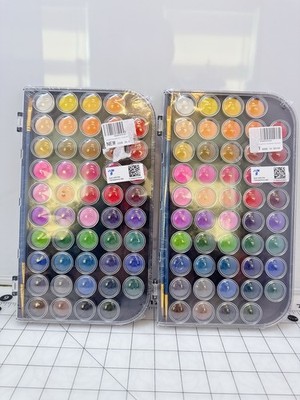 2x Masllutn 48-Color Watercolor Paint Set with 3 Brushes   Washable & Non-Toxic