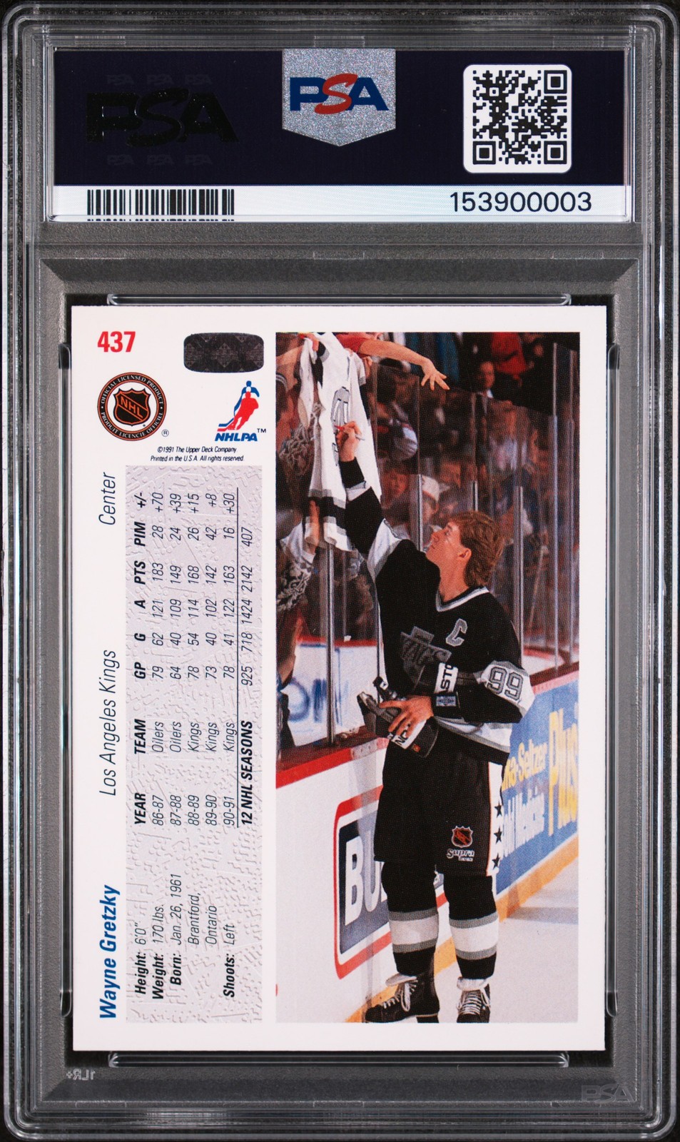 1991 UPPER DECK #437 WAYNE GRETZKY PSA 8 view 2
