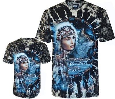 Tie Dye T-Shirt Indianer Indianerin Traumfänger Glow in Dark von Wild