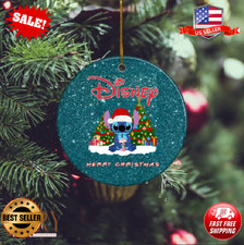 Stitch Twinkle Merry Christmas Disney Circle Ornament, Disney Christmas Ornament