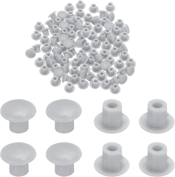 Kunststoff-Lochstopfen, 5 Mm, Hellgrau, Schraubkappen, Zum Einrasten, Runde Knop-image