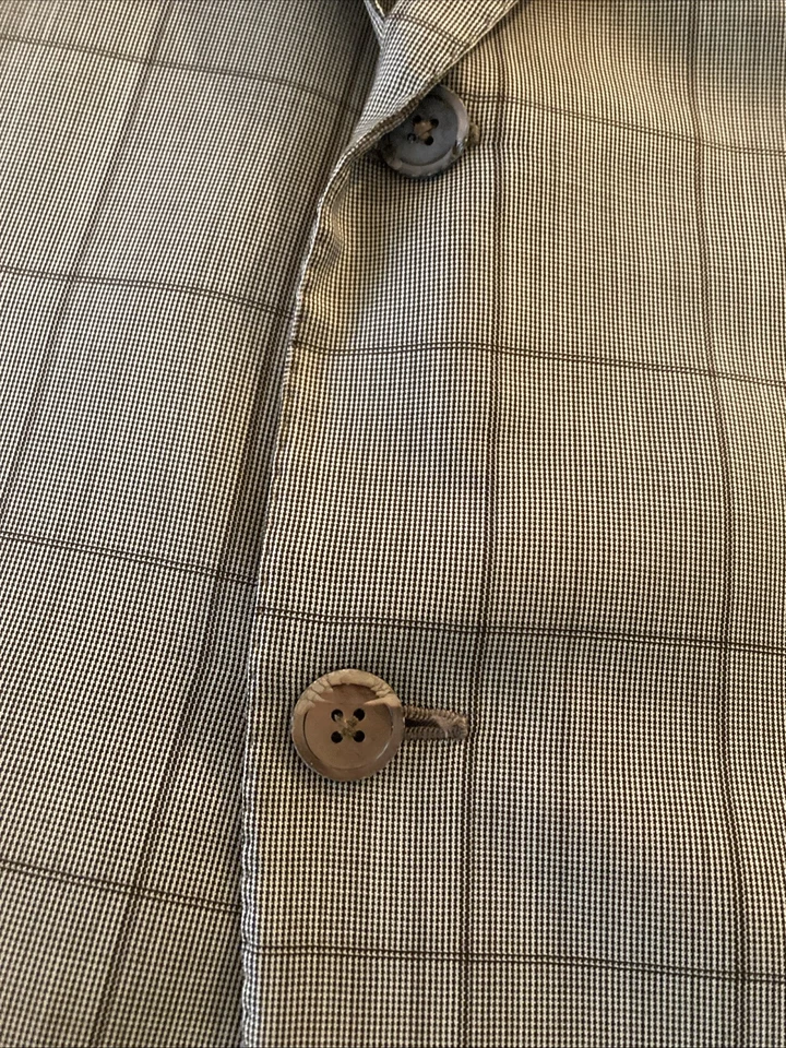 Blazer Traje Chaqueta Isaia Napoli Para Hombre Lana 2 Botones Talla 58 8R Tostado Claro Cuadros Foto 3 de 4