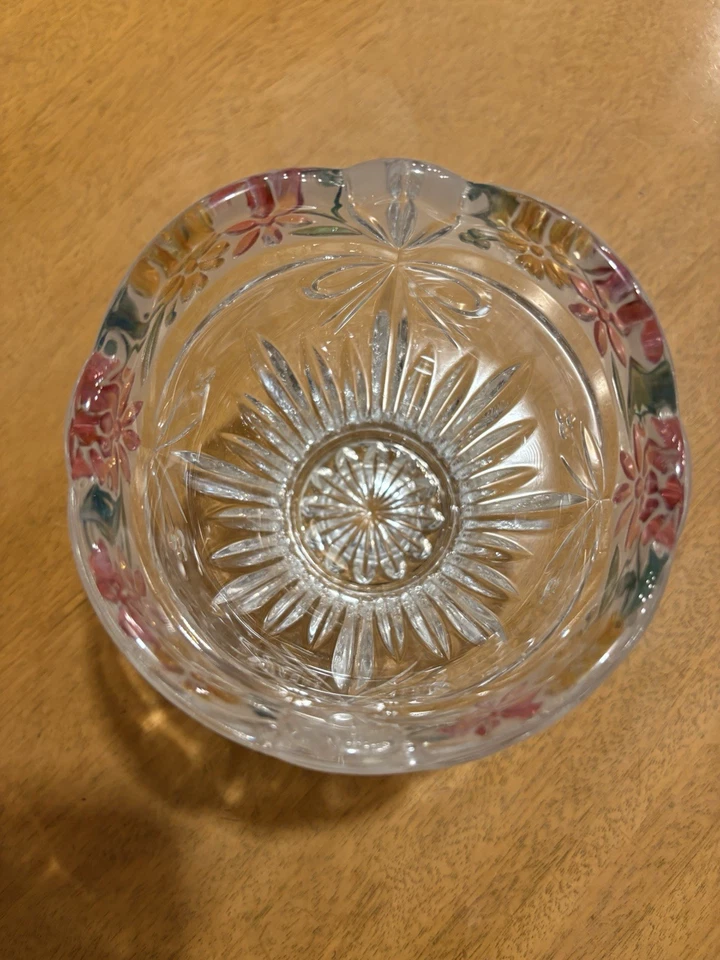 Plato de caramelo floral de vidrio cortado de colores / tazón de nueces de Studio Nova 4" Foto 2 de 4