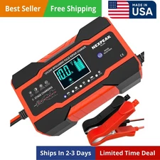 10-Amp Battery Charger, Smart Trickle Charger 12V 24V Car Battery Charger Ful...