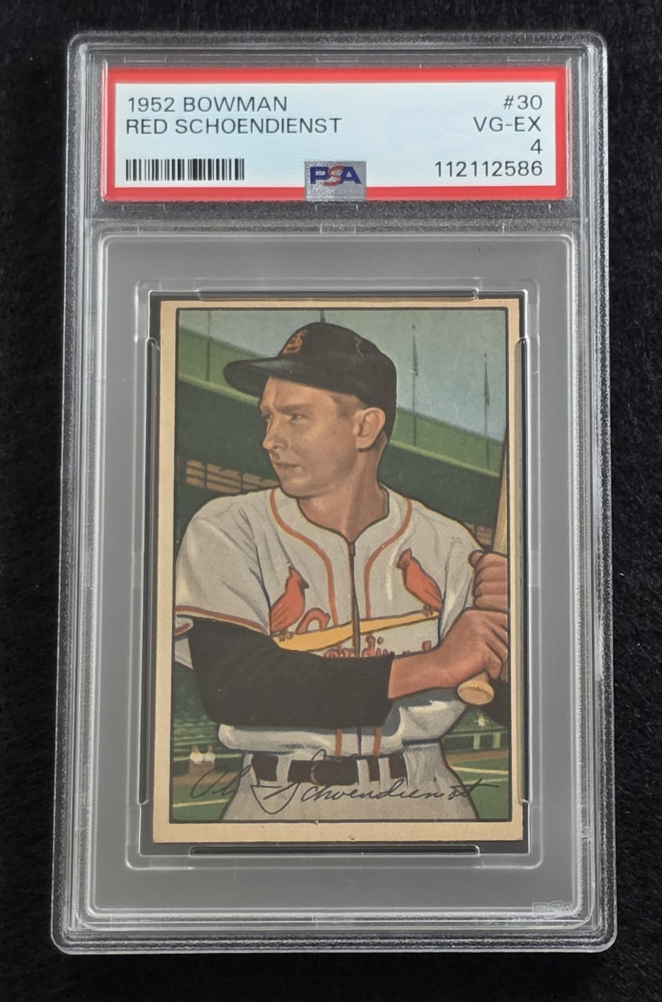 1952 AL RED SCHOENDIENST Bowman Card-HALL OF FAME-ST. LOUIS CARDINALS-PSA 4