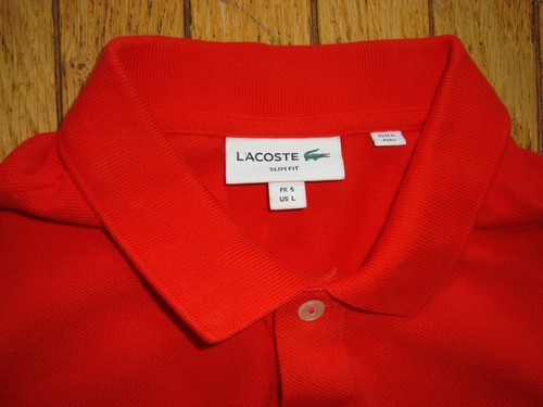 LACOSTE MEN'S ORANGE-RED PIQUE SLIM FIT POLO SHIRT SIZE 5 HARDLY WORN! - Picture 4 of 11