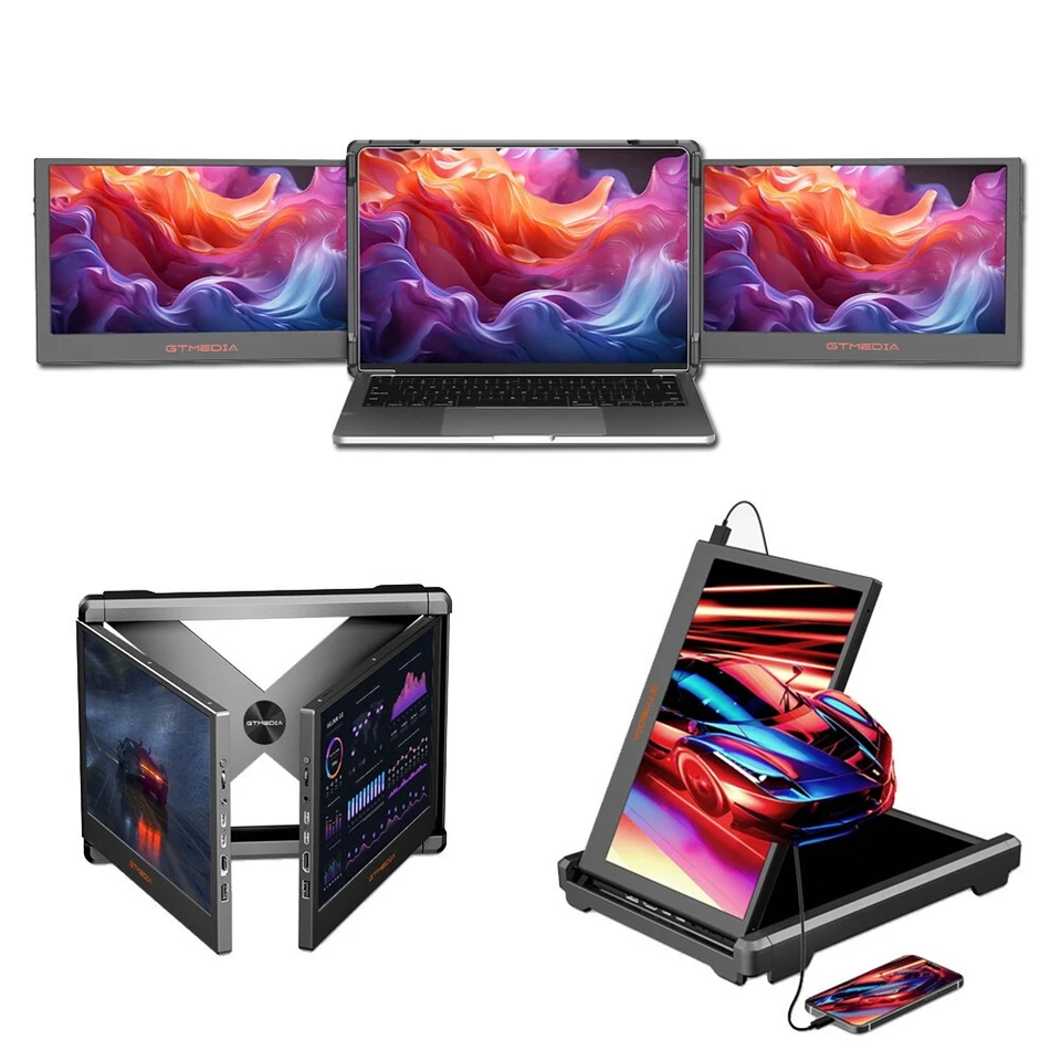 HD Dual Triple Tragbarer Monitor Extender Monitor Bildschirm für Laptop 13-17,3"