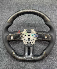 Black Leather Real Carbon Fiber for Ford Mustang GT Steering Wheel 2015-2023