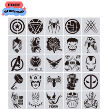 25 Pcs Superhero Stencils for Painting on Wood Canvas - Kids Drawing Painting St