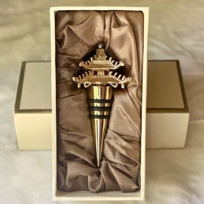 NEW L Objet Gold Crystal Pagoda Wine Stopper w/Gift Box Dinnerware Table Setting