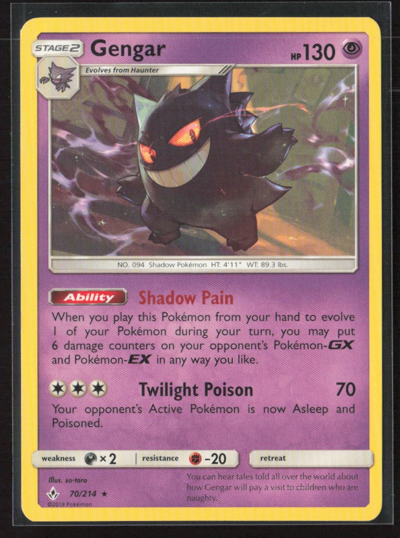 Gengar 70/214 Rare Unbroken Bonds Pokemon Near Mint