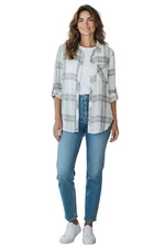 Rails Plaid Button Down Shirt Small Gray White Soft Rayon Long Sleeve