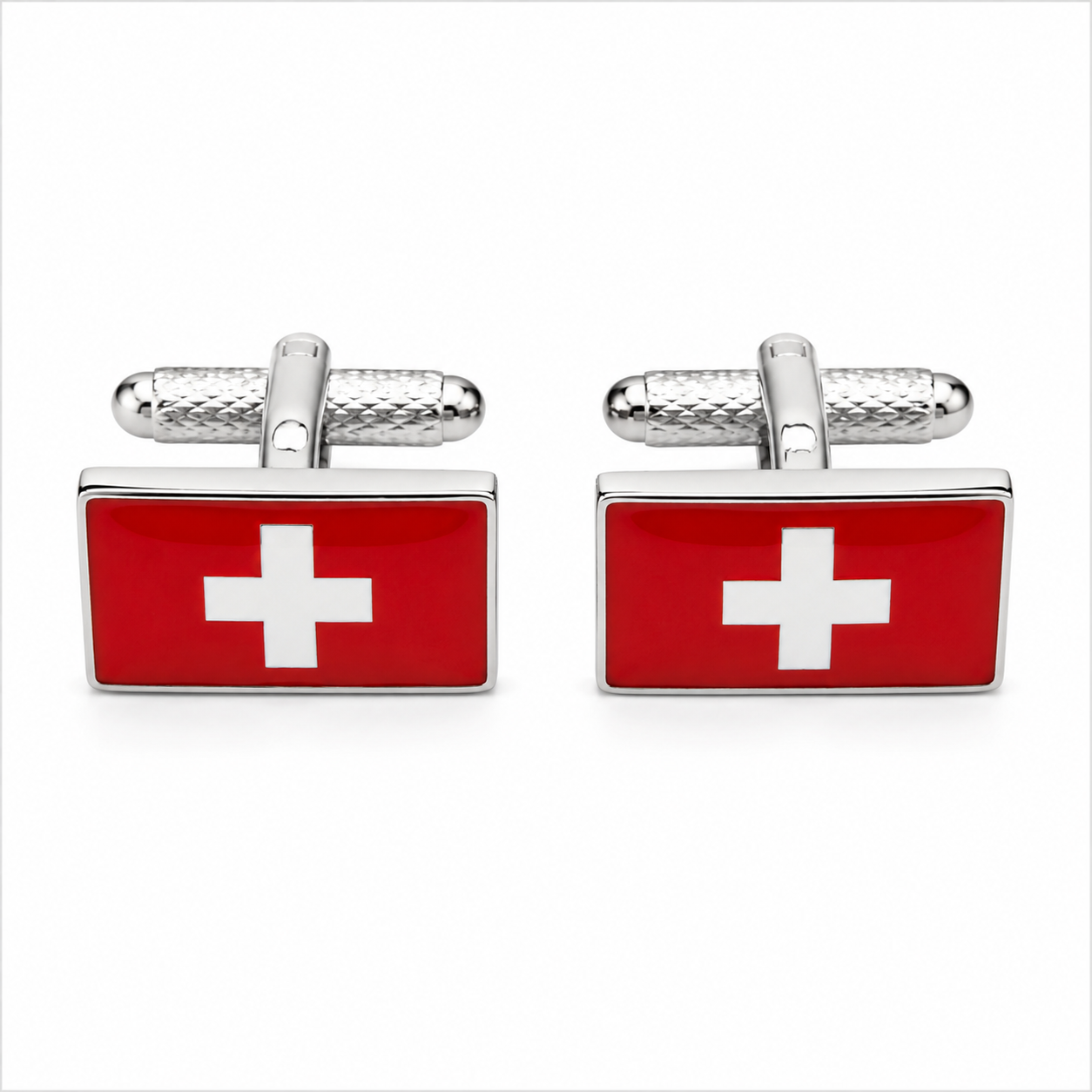 Switzerland Flag Cufflinks for Men – Onyx Art CK66 Premium Swiss Flag