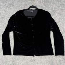 Vintage Y2K Cardigan Sweater Sz L Velvet Femme Vamp Witchy Classic Evening Chic
