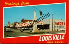 60s Cars At Louisville Mississippi Downtown Street View Business Section W407