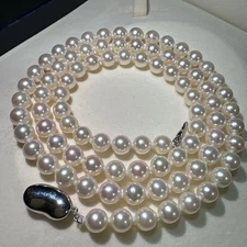Mikimoto Akoya Pearl Long Necklace 6.5–6.9mm Silver 63cm From Japan