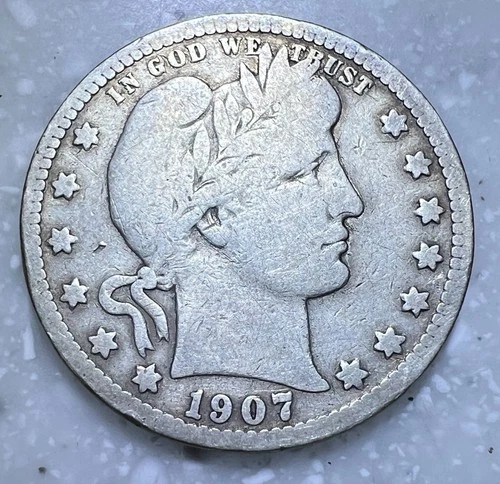 1907-S Barber, Liberty Head, Morgan 25c Quarter -VG