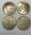 Lot of 4 Mixed Year Peace Silver Dollar - 90% Silver - Jr.