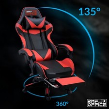 Rmf Sedia Gaming Professionale Ergonomica Reclinabile, Poltrona Gaming Seduta Comoda E Rilassante Con Poggiapiedi - Sedia Per Gamer Con Ruote Girevoli, Altezza Regolabile Rosso/Nero - 4