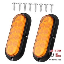 6" Oval LED Trailer Tail Lights - 10 LEDs Surface Mount Stop Turn - 2PCS Amber