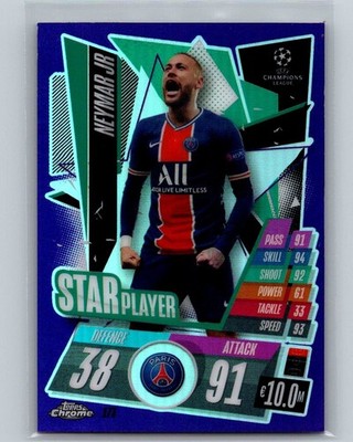 2020-21 Topps Chrome Match Attax UEFA Neymar Jr Purple Refractor 48/299