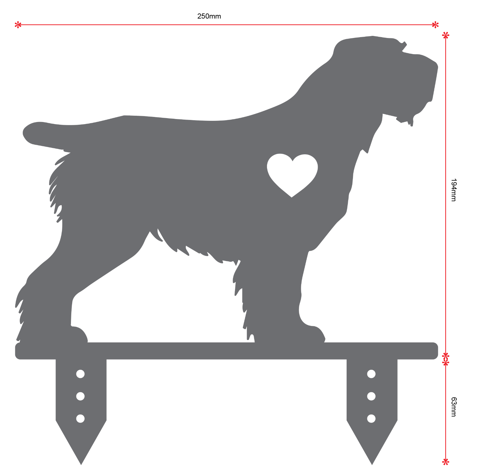 Italian Spinone Silhouette Metal Garden Ornament, heart optional Dog