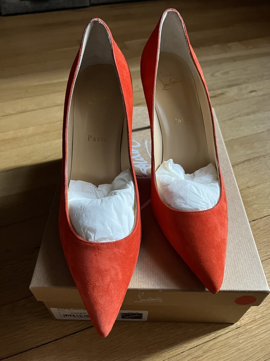 New Authentic Christian Louboutin Kate Orange Suede Heels size 40