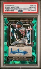 ANGEL MARTINEZ 2023 Panini PRIZM [GREEN CRACKED ICE AUTO]--PSA 10-POP 1--CLEVELD