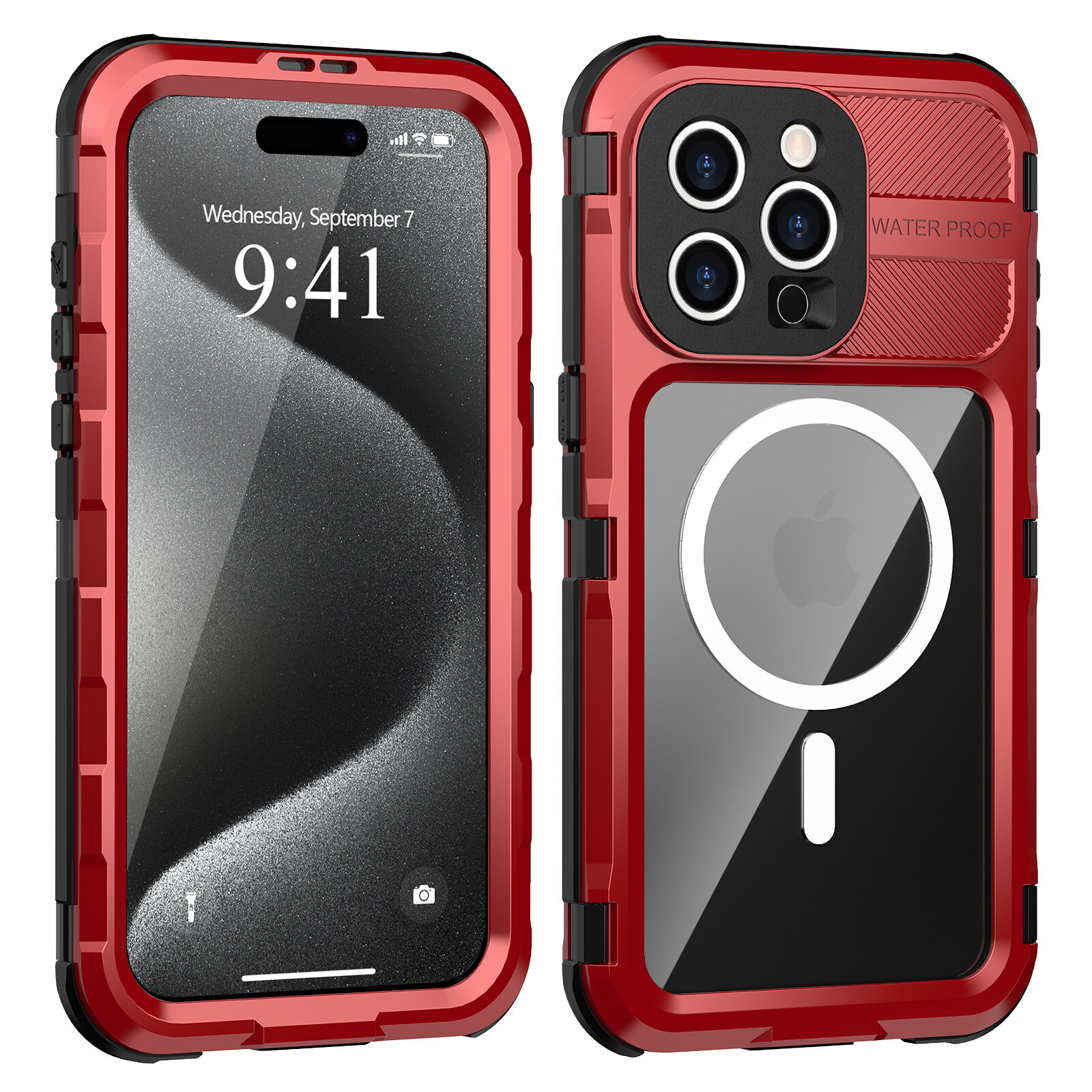 Funda impermeable de 360° para iPhone 15 14 Pro Max Magsafe a prueba de golpes de cuerpo completo