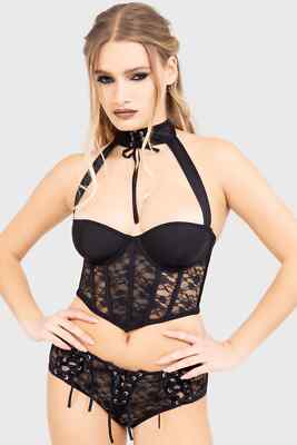 KILLSTAR Slip - Death Petal | Spitze mit Schlaufen und Ösen Gothic