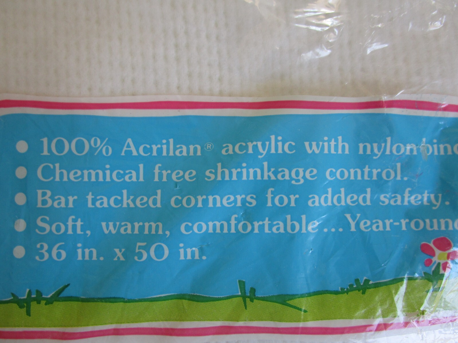 NEW BABY MORGAN ACRYLIC BABY BLANKET THERMAL NYLON BINDING 36x50 WHITE CRIB