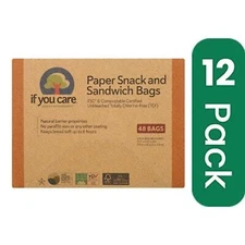 If You Care Bags Snack and Sandwich Paper Unbleached 48 Count (Pack of 12)