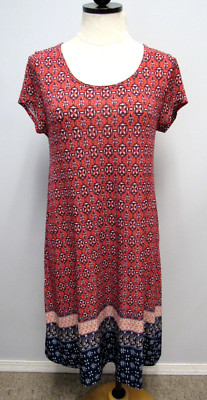 Western Connection Short Sleeve All-Over Print Dress Lightweight Rust Size S