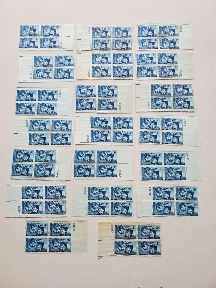 Scott 938 Texas Statehood 1945 3c US Plate Blocks 80 Unused Stamps +224 more - Image 2 of 4
