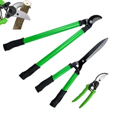 3Pcs Garden Pruner Tool Set w/ Lopper, Hedge Shears & Pruner Shears Tree Trimmer